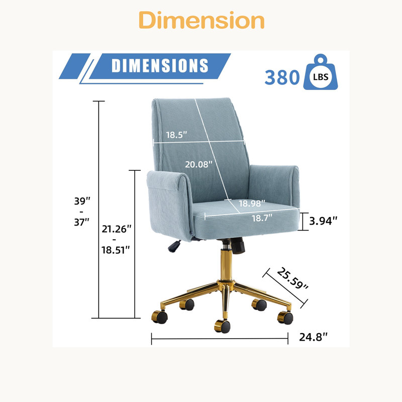 Mid-Back Liftable Office Chair And Ergonomically Designed, Is An Excellent Choice For Working, Studying Or Relaxing, Blue
