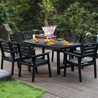 Six chaises pour l'extérieur, design américain, imperméable, avec tous les outils, meubles de salon à faible entretien, style, trou de parasol, assemblage rapide