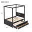 Lit plateforme en bois avec tête de lit, lit gigogne et rangement de tiroir sous le lit-133227582-133227584