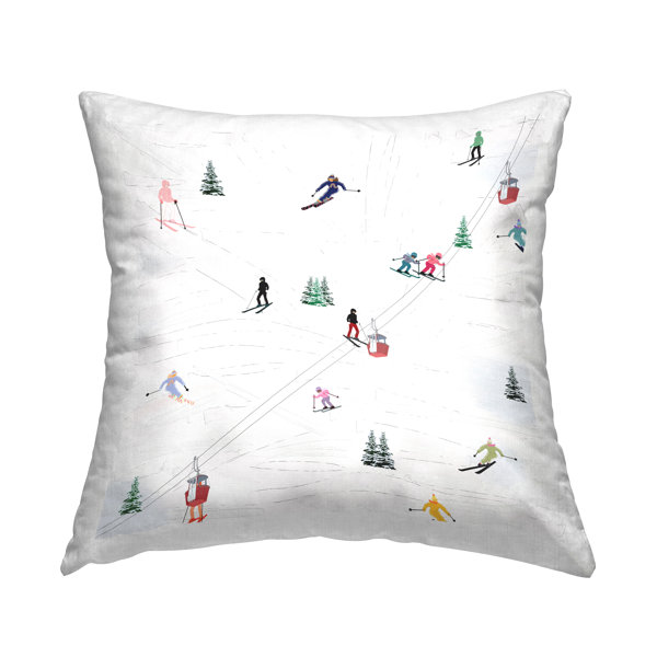 Single Chair Ski Lift - Hooked Wool Pillow