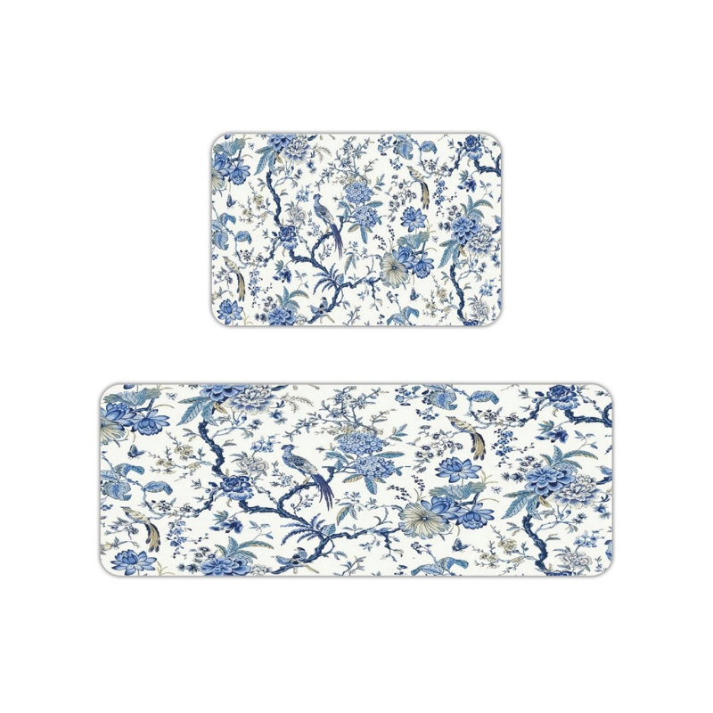 Ensemble de 2 tapis de cuisine Chinoiserie
