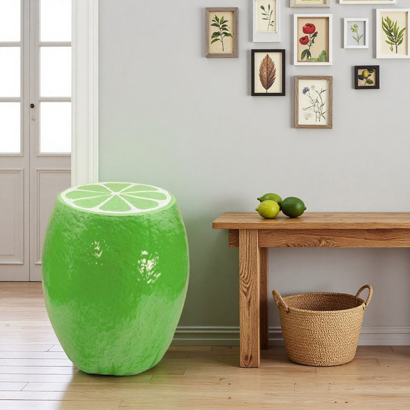 Tabouret aux fruits citron, tabouret en résine de 14 po, table d'appoint, support à plante pour l'intérieur