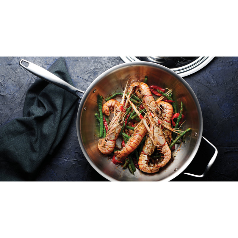 12-Inch Stainless Steel Tri-Ply Clad Wok with Lid