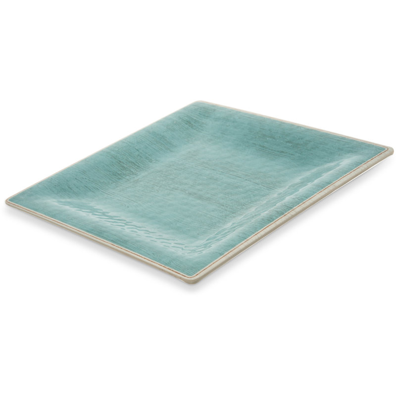 Grove 10.5" Melamine Square Dinner Plate, Aqua