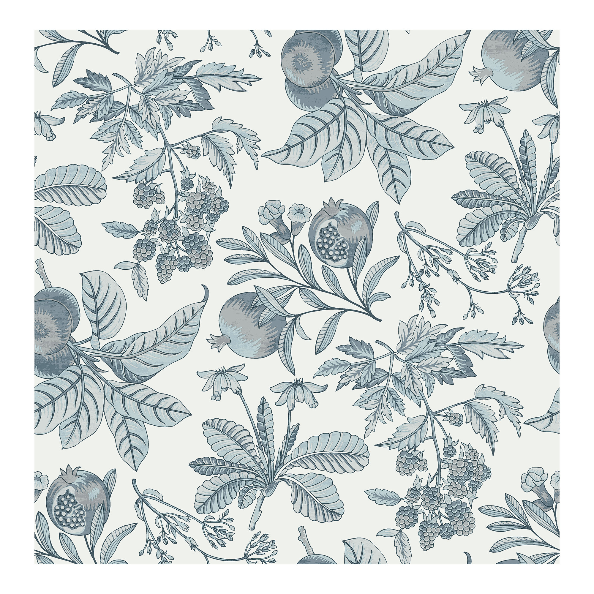 Lucier Fruit Wallpaper, Light Blue