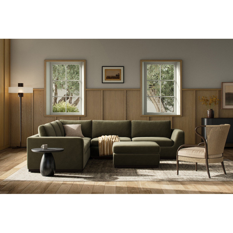 Canapé modulaire 3 pièces avec repose-pieds Colt Olive de Colt, Mélange de coton olive
