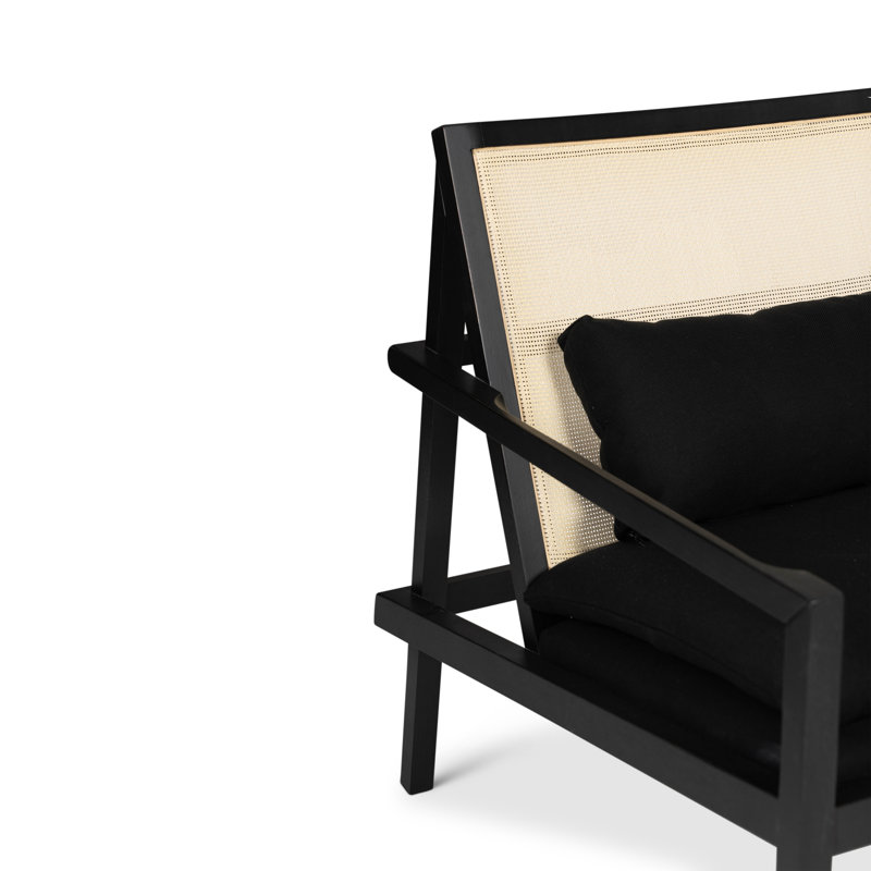 Fauteuil d'appoint rembourré Blau, Mélange de coton noir / cadre noir