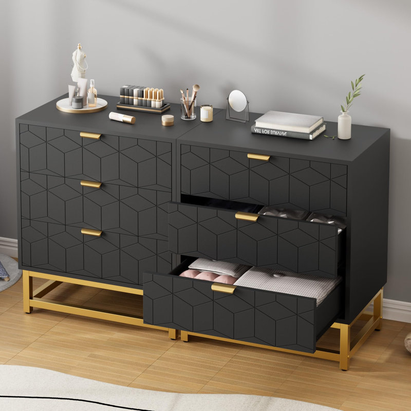 Commode 3 tiroirs Modern, Noir