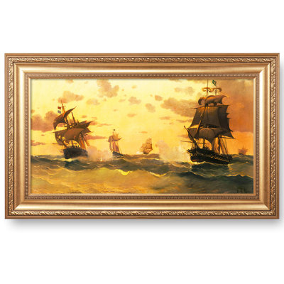 Surrender of the General Dorrego corvette by Edoardo De Martino Warship Painting Reproductions,Giclee Canvas Prints Wall Art for Home Decor