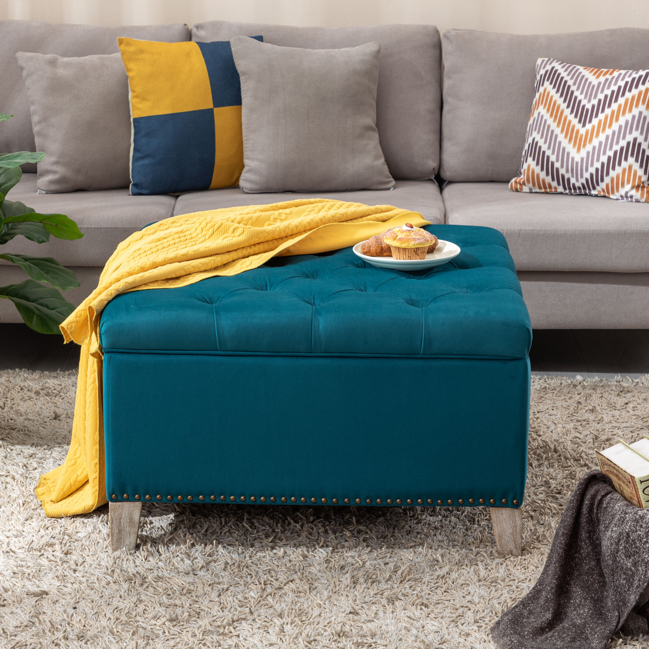 Willa Arlo Interiors Pang Velvet Storage Ottoman And Reviews Wayfair Canada