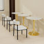 Table de salle à manger ronde avec plateau en marbre et piédestal doré, 2 à 4 places, style Mid-Century moderne pour le salon ou la cuisine