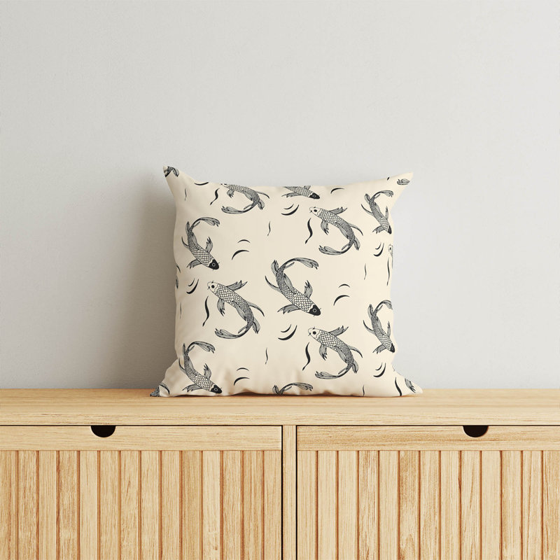 Coussin Koi, Midnight Charcoal, Square 20"