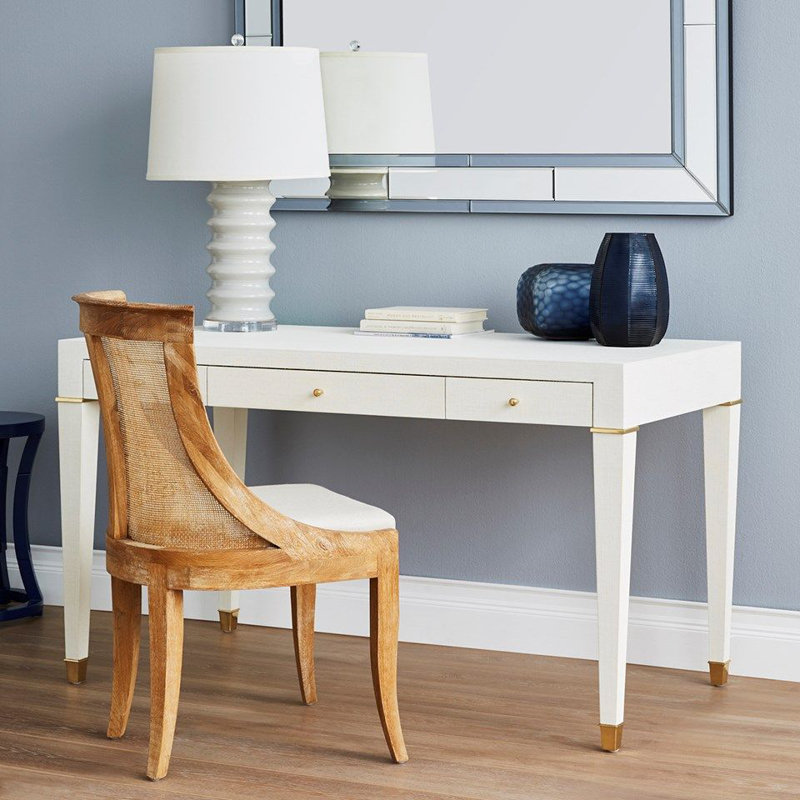 Claudette Writing Desk, Gray/Nickel