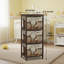 Jhavon 3-Drawer Wooden Cabinet with Wicker Storage Baskets and Brown Bear Design Christmas Gift