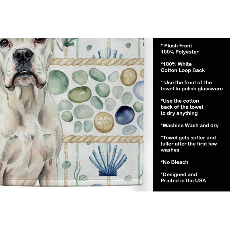 Serviette de cuisine blanche en verre de mer à épagneul tibétain blanc, White Boxer