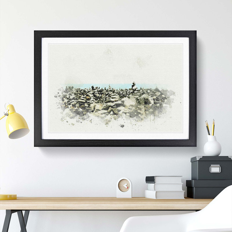 Stacked Stones in Spain in Abstract - Framed Print, Black Framed, 62cm H x 87cm W x 2cm D