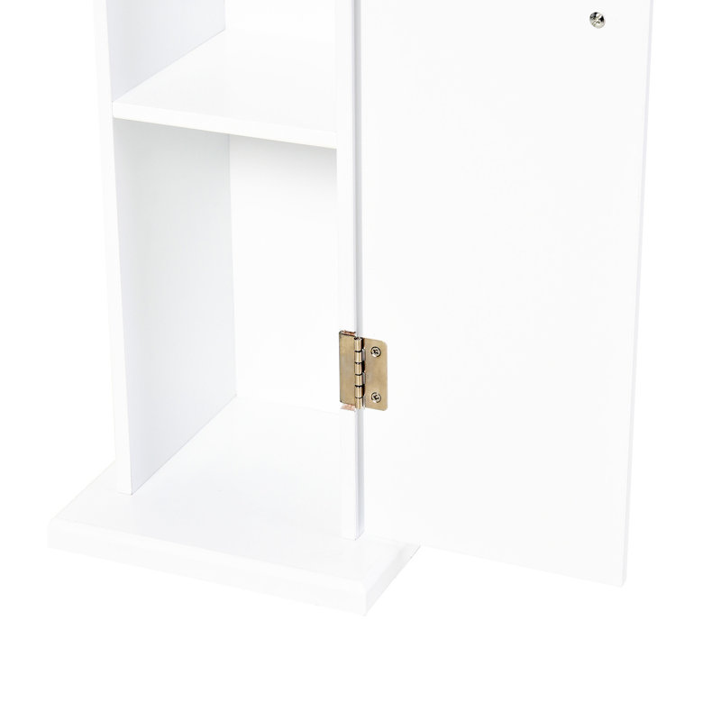 Armoire à papier de toilette - Étagère de coin blanche pour petite salle de bain avec portes et étagères, meuble de rangement moderne, style sur pied