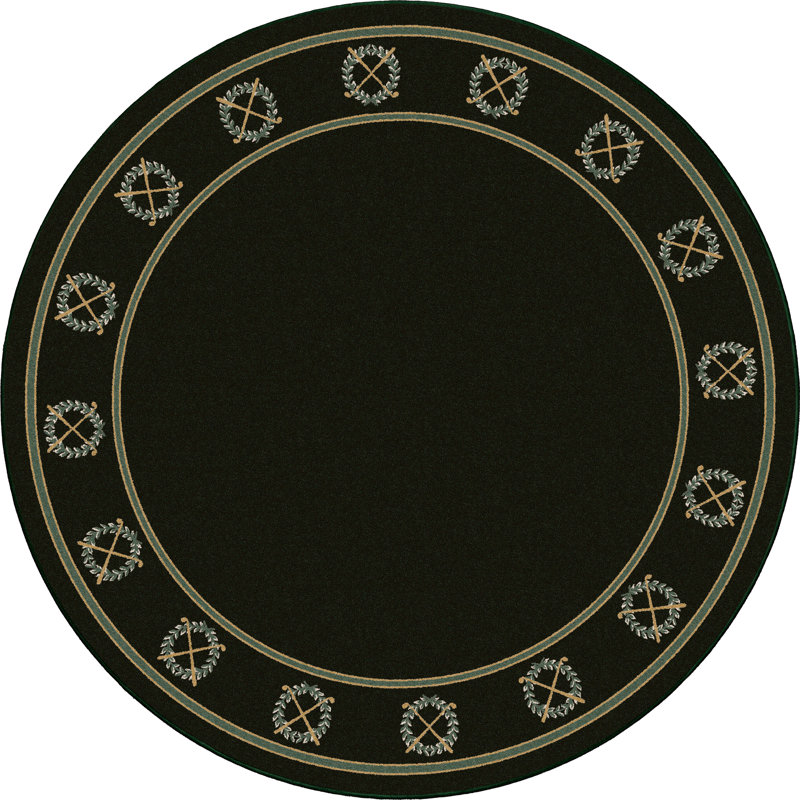 Alminus Design Ceter Rutherford Olive Clubhouse Area Rug, Round 7'7"