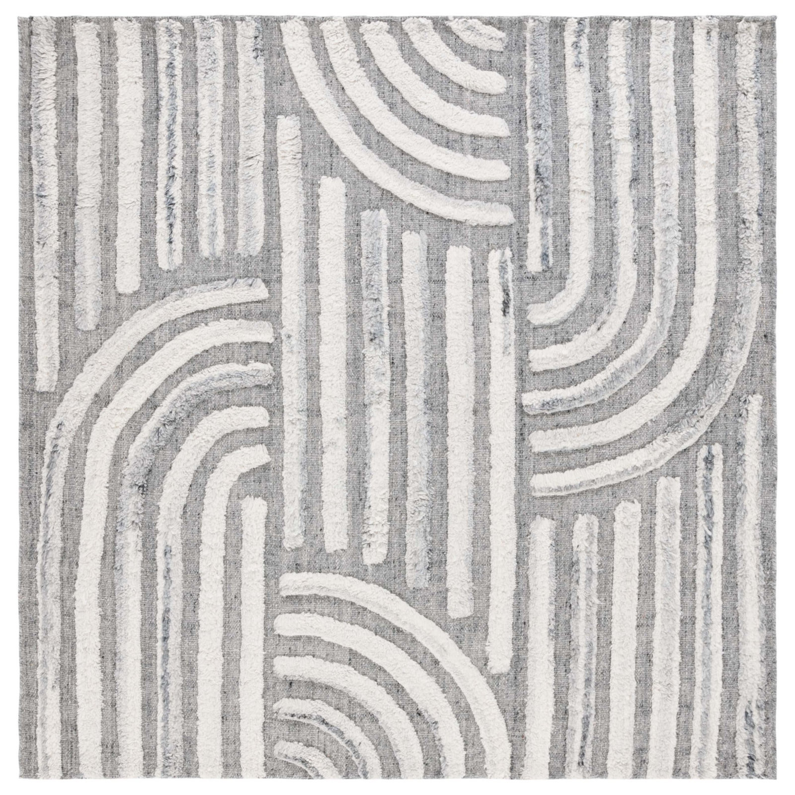 Seri Handmade Dark Gray/Ivory Rug, Square 6'