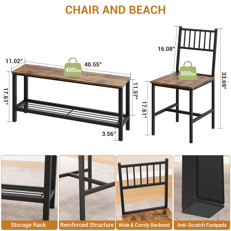 4 - Person Dining Set, Black