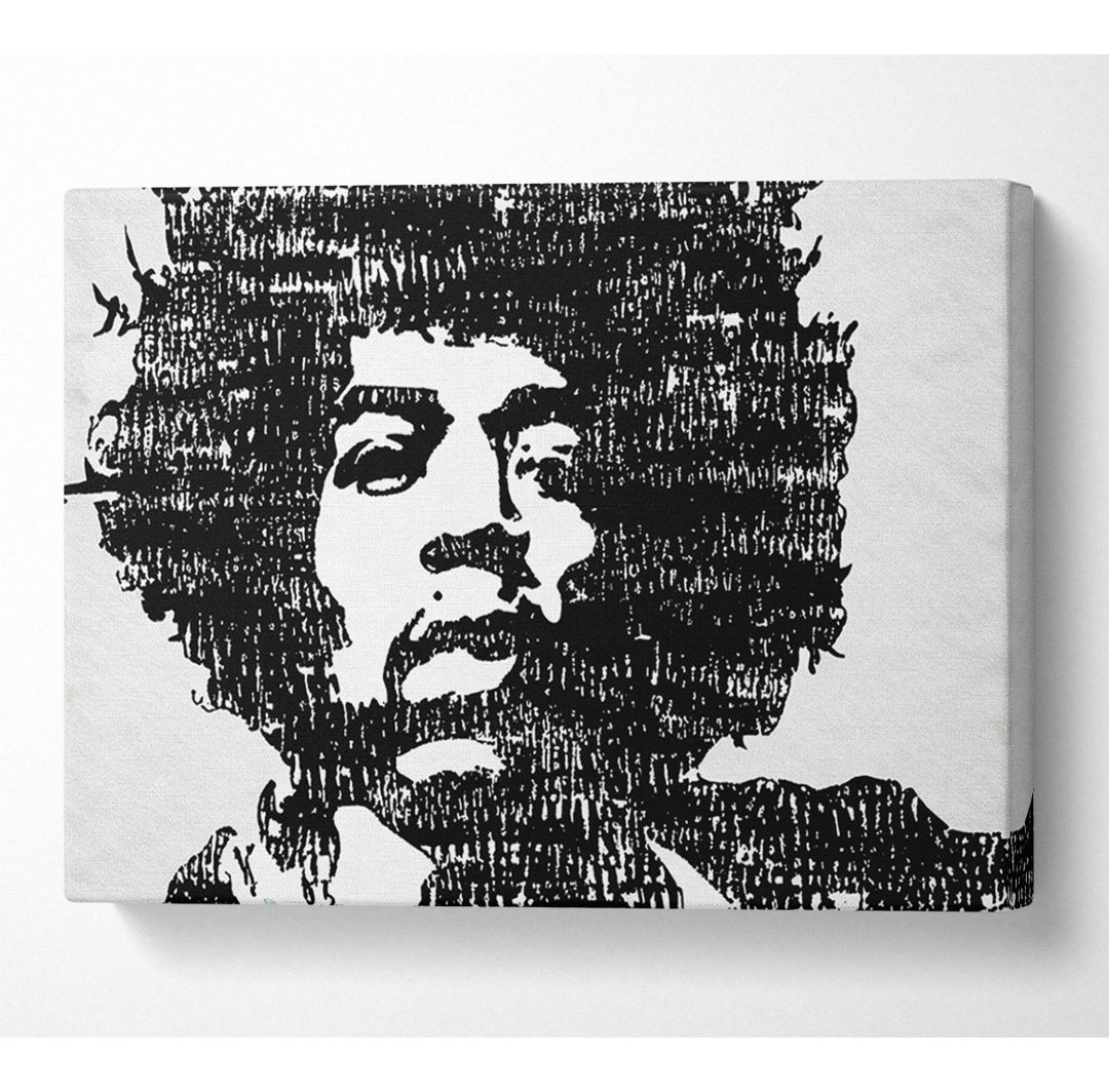 Jimi Hendrix Schwarz und Weiß - Kunstdrucke auf Leinwand - Wrapped Canvas