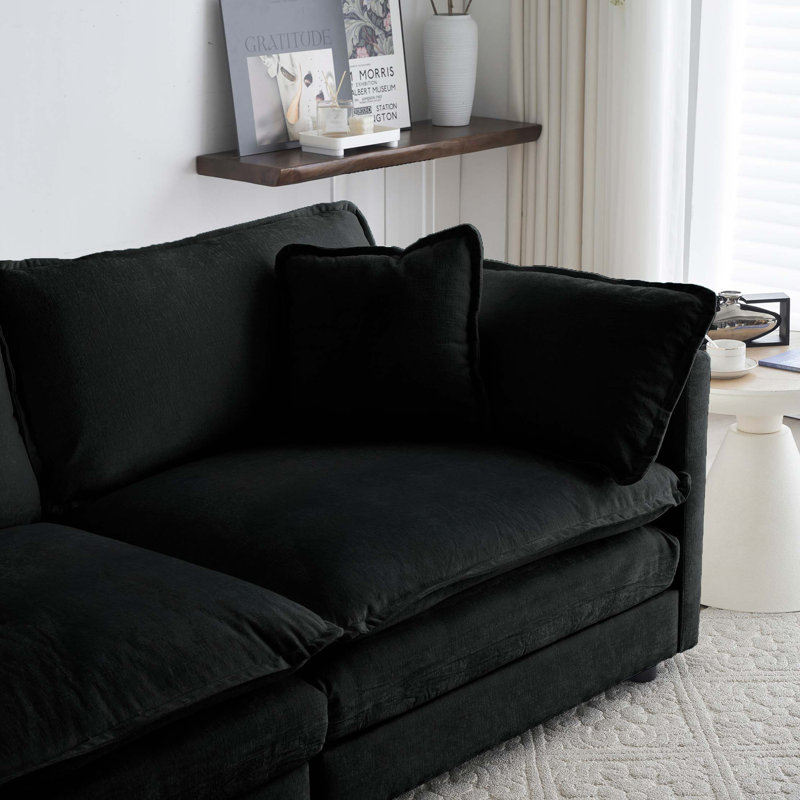 Canapé modulaire confortable à assise profonde et réversible modulaire à 6 places avec 3 repose-pieds, 3 coussins décoratifs et 2 coussins d'accoudoirs