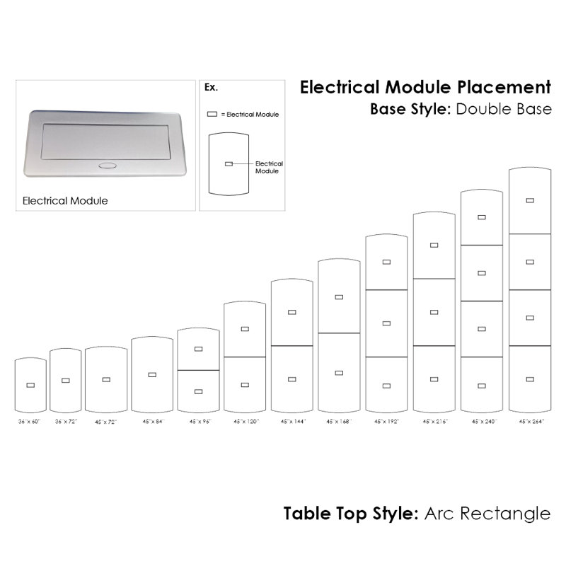 Table de conférence Pavert Arc Unité électrique, H 30 po x l 168 po x P 48 po, Noir mat, Blond blond cendré