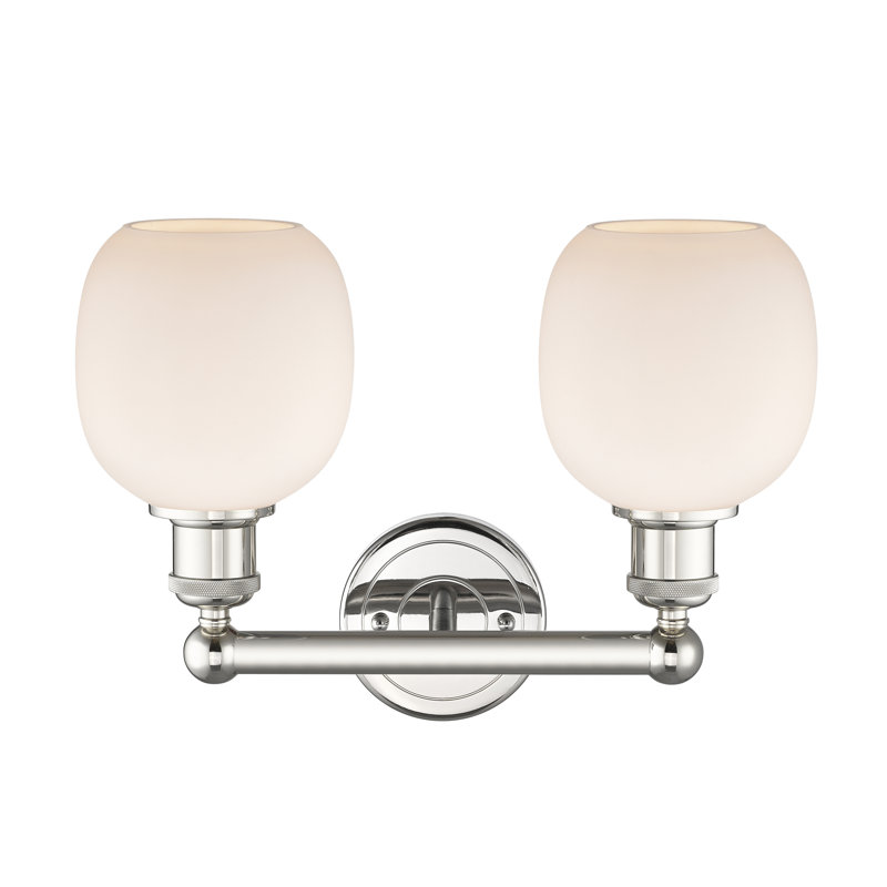 Éclairage pour meuble-lavabo à 2 lumières 15 pouces Carlucci, Blanc mat, Nickel poli