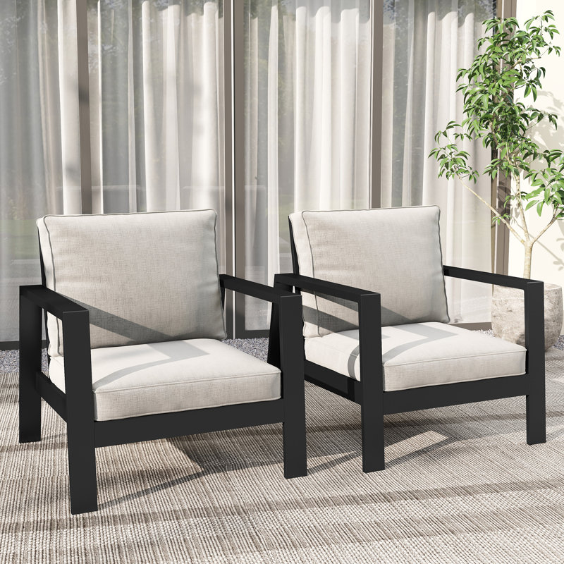Chaise de patio en aluminium avec coussins, Gris