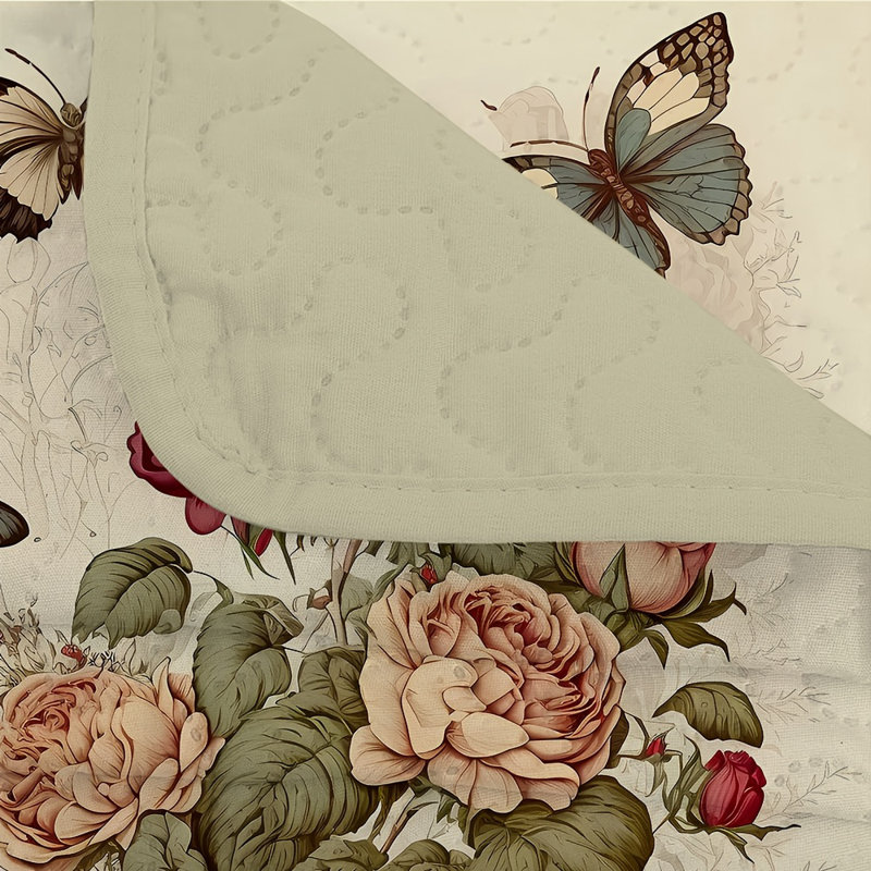 Bedspreads for Queen Size Bed ,3-Piece Floral Queen Quilt Sets, Beige Floral, Queen Quilt + 2 Standard Pillowcases