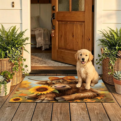 Tapis d'entrée antidérapant pour l'intérieur, 24 po x 36 po, Fall Highland Sunflower