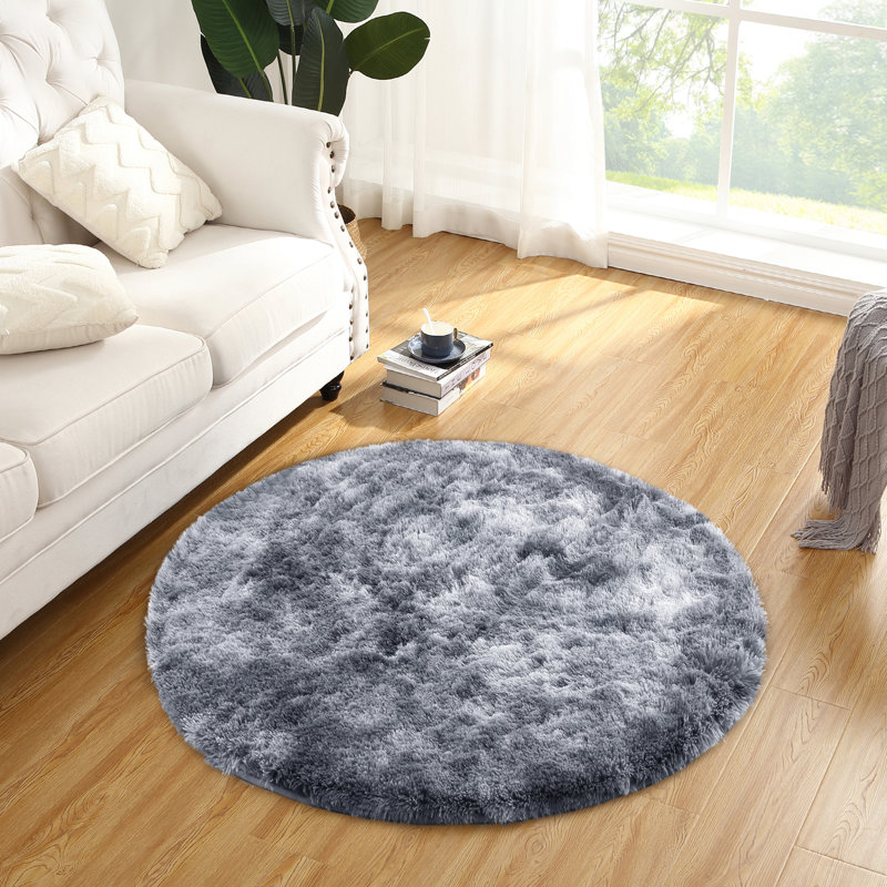 Tie-Dye Washable Shag Area Rugs Non-Slip Fluffy Shag Plush Fuzzy Shaggy Rug for Living Room, Bedroom, Home Decor, Round 4'