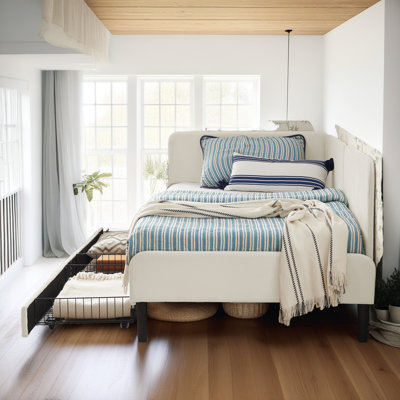 Velvet Upholstered Twin Size Daybed Sofa Bed with 2 Storage Drawers