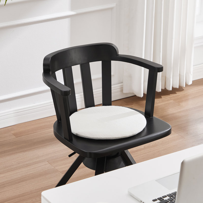 Chaise de bureau pivotante en bois massif l 21,1 po avec coussin de siège à fermeture à glissière Bellamira, Noir