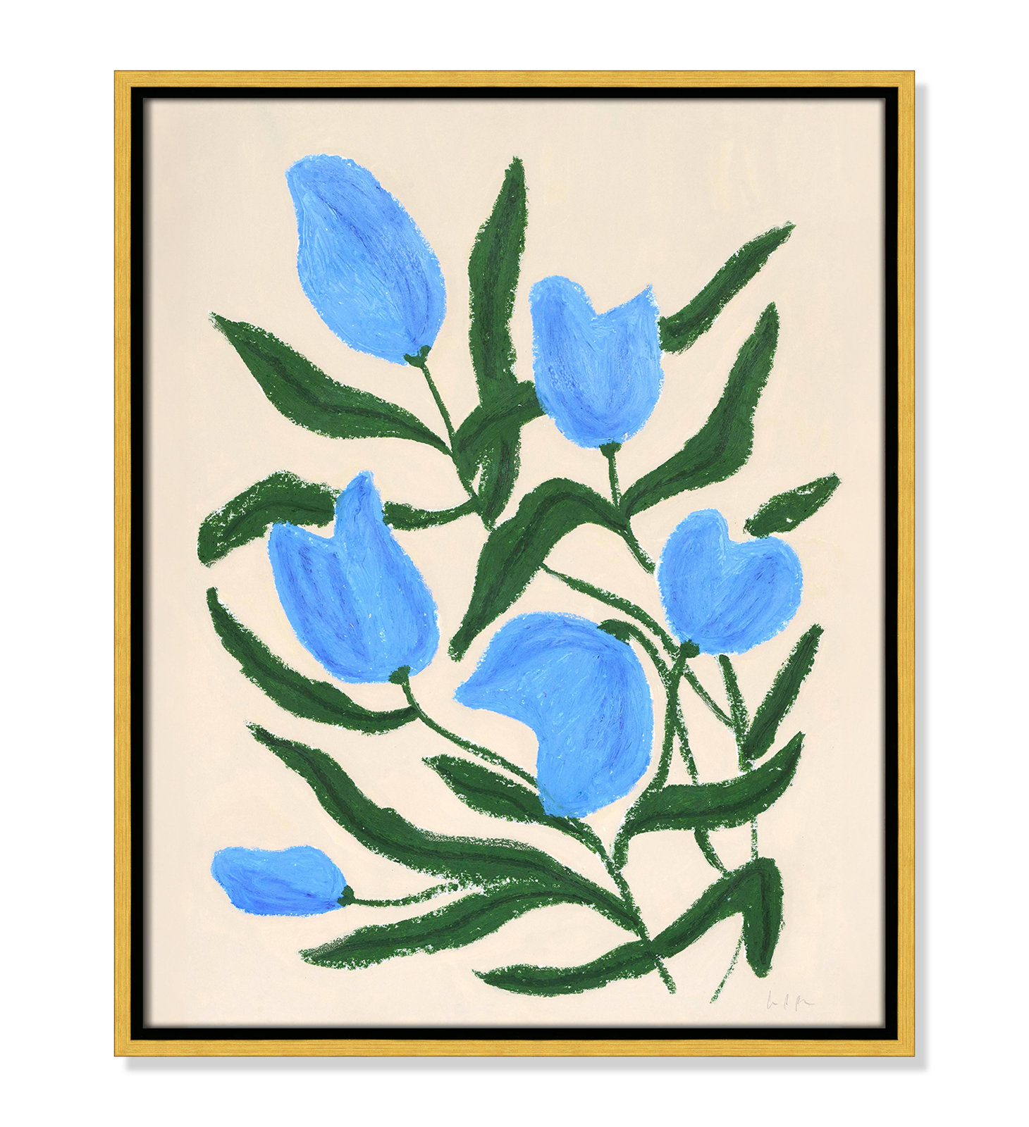Colette "Blue Tulips" Print by Camilla Bergqvist, 21.5" H x 17.5" W, Gold