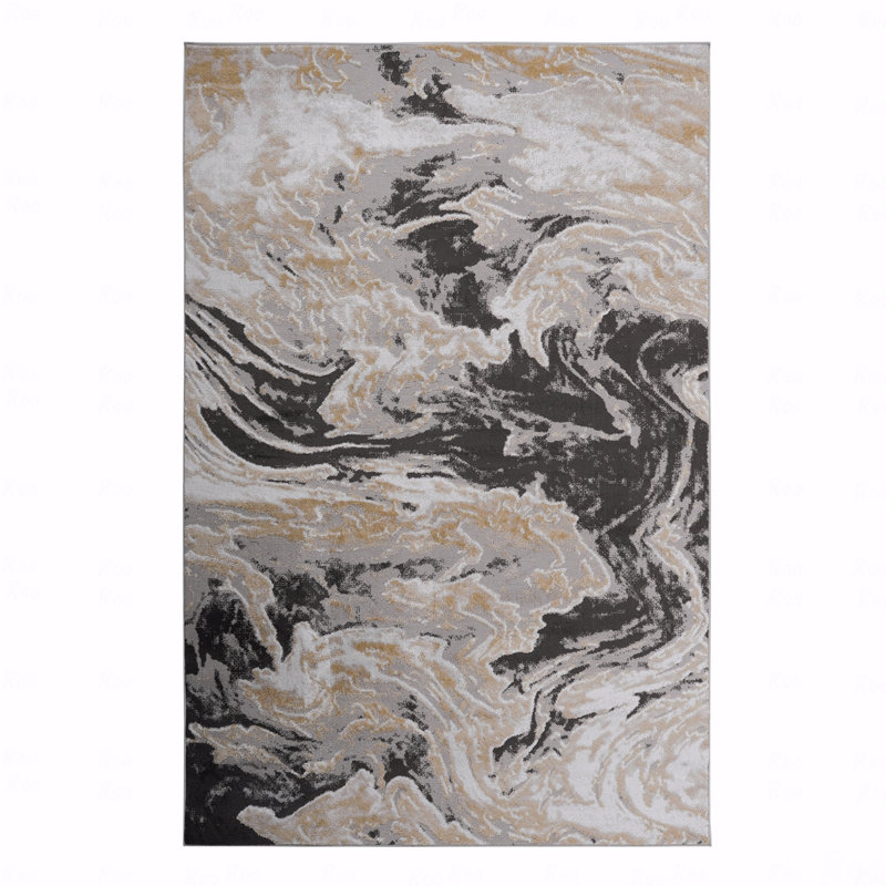 Tapis abstrait élégant et résistant aux taches, Rectangulaire 2 pi x 3 pi