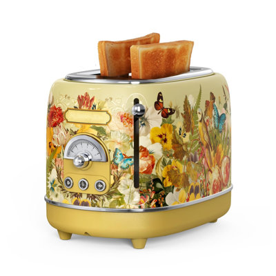 2-Slice Retro Toaster, 6 Browning Levels, 3 Functions-Defrost/Reheat/Cancel, Removable Crumb Tray For Easy To Clean, 1.5 Inches Extra Wide Slots