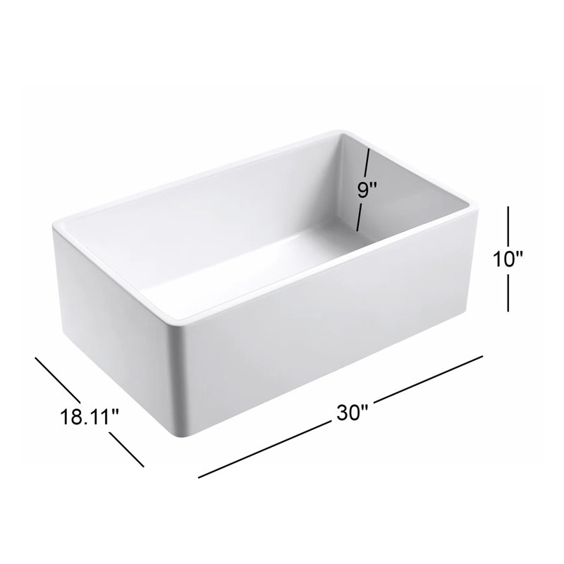 Floretta 30" L x 18" W Farmhouse Kitchen Sink With Grid and Strainer