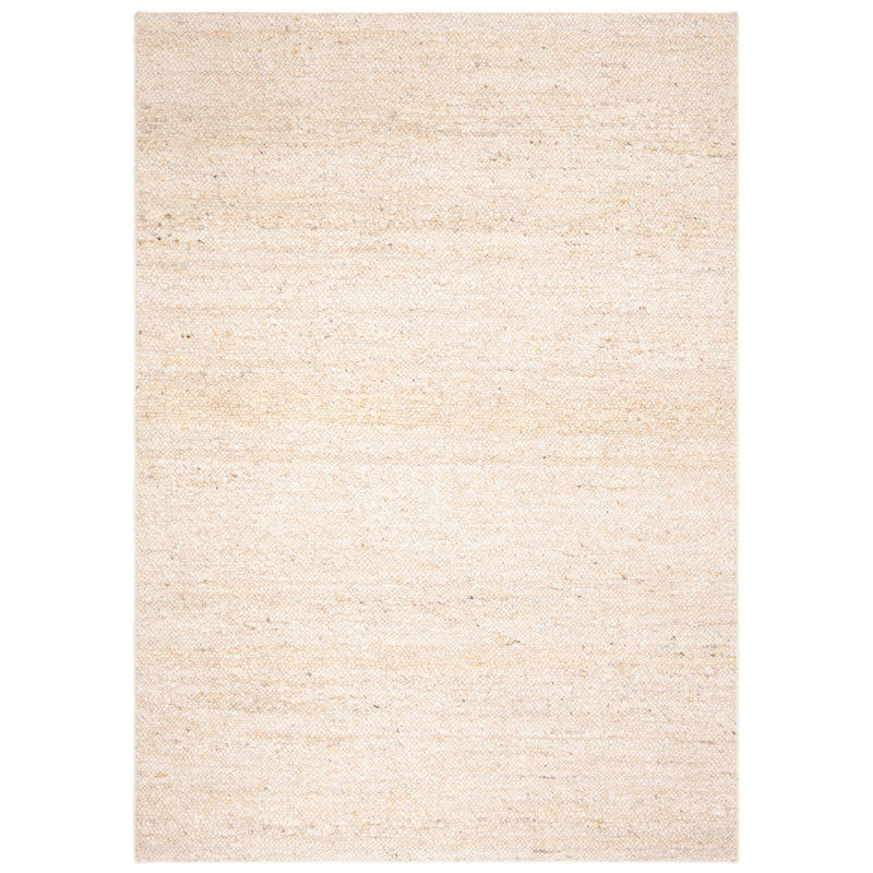 Manon Natura Hand Woven Wool/Cotton Solid Color Rug in Ivory, Rectangle 2'6" x 4'