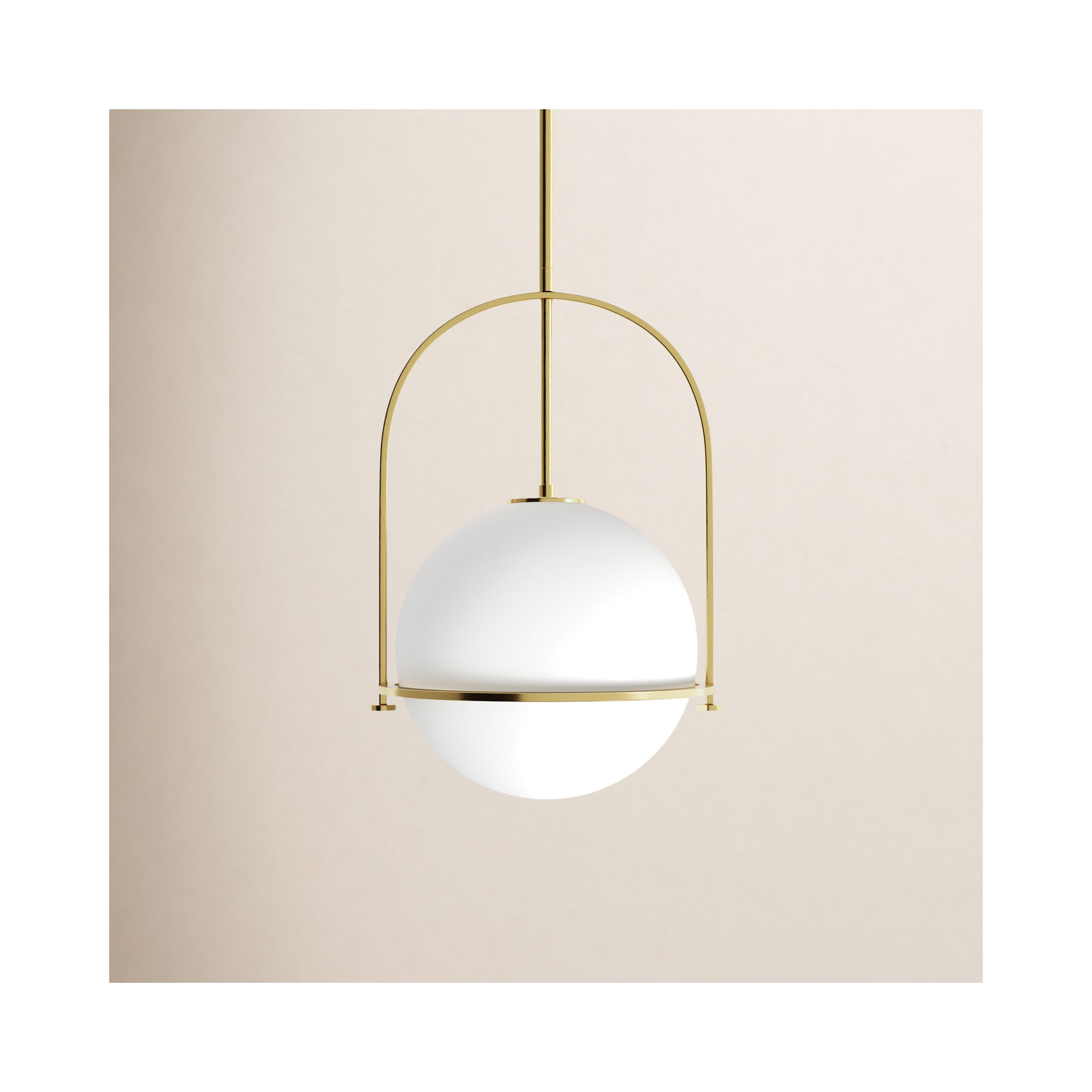 Arie 1-Light Steel Pendant with Globe Shade, Heritage Brass, 17" H x 11.5" W x 11.5" D