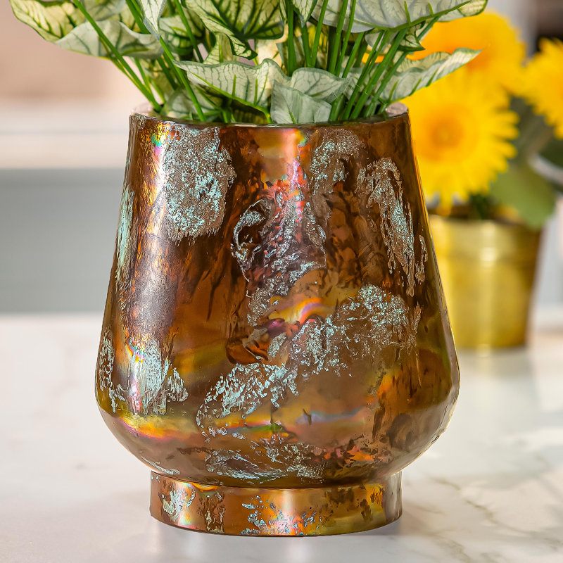 Oil Rubbed Metal Planter
