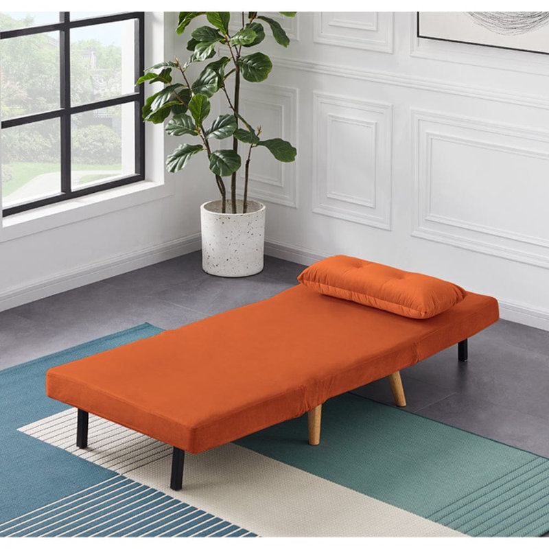 Sisk Velvet Accent Chair, Orange Velvet