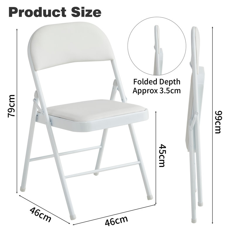Texian Metal Office Folding Chairs Folding Chair (Set of 6), White