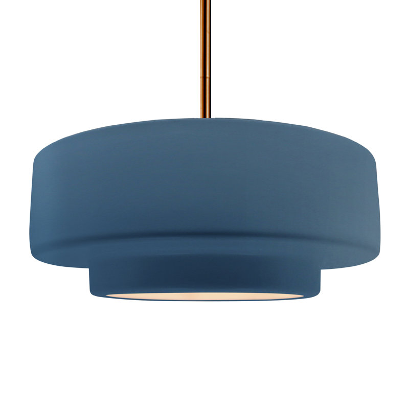 Luminaire suspendu à 1 lumière Meydan, Ciel à minuit / blanc mat, H 6 po x l 16,25 po x P 16,25 po, Laiton brossé