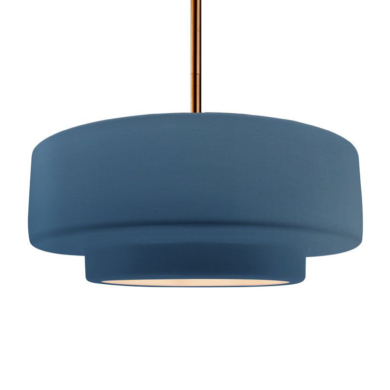 Luminaire suspendu à 1 lumière Meydan, H 6 po x l 16,25 po x P 16,25 po, Ciel de minuit / laiton, Laiton brossé