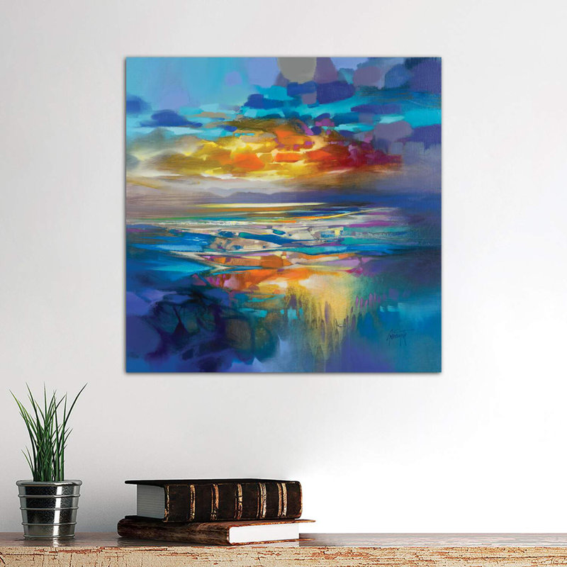 Liquid Cyan by Scott Naismith - Painting, Wrapped Canvas, 12" H x 12" W x 0.75" D