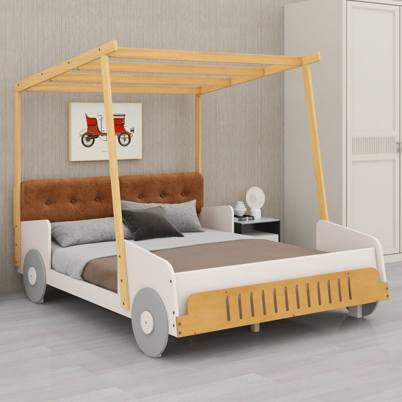 Lit voiture avec coussin, toile de plafond
