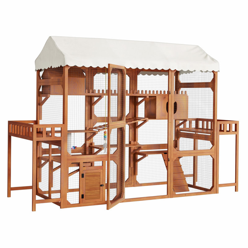 Large Wooden Cat Cages & Playpens, Weather-resistant For Backyard