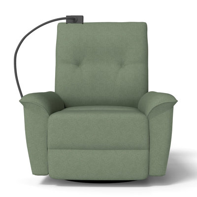 270° Power Swivel Rocker Recliner Chair W/ Phone Holder, Electric Glider Reclining Sofa With USB Ports, Power Swivel Glider, Rocking Chair Nursery Recliners For Living Room Bedroom(Dark Green)