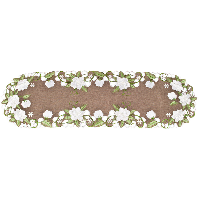 Chemin de table Magnolia on Brown, L 51,5 po x l 14 po